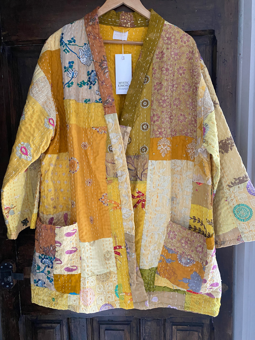Kimono patchwork Brodé Unique Jaune #106