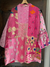Charger l&#39;image dans la galerie, Kimono patchwork Brodé Unique Rose Foncé #101
