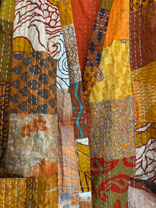 Kimono patchwork en Soie Court Orange #2