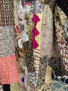 Kimono patchwork en Soie Court Beige #5