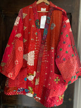 Charger l&#39;image dans la galerie, Kimono patchwork Brodé Unique Rouge # 105
