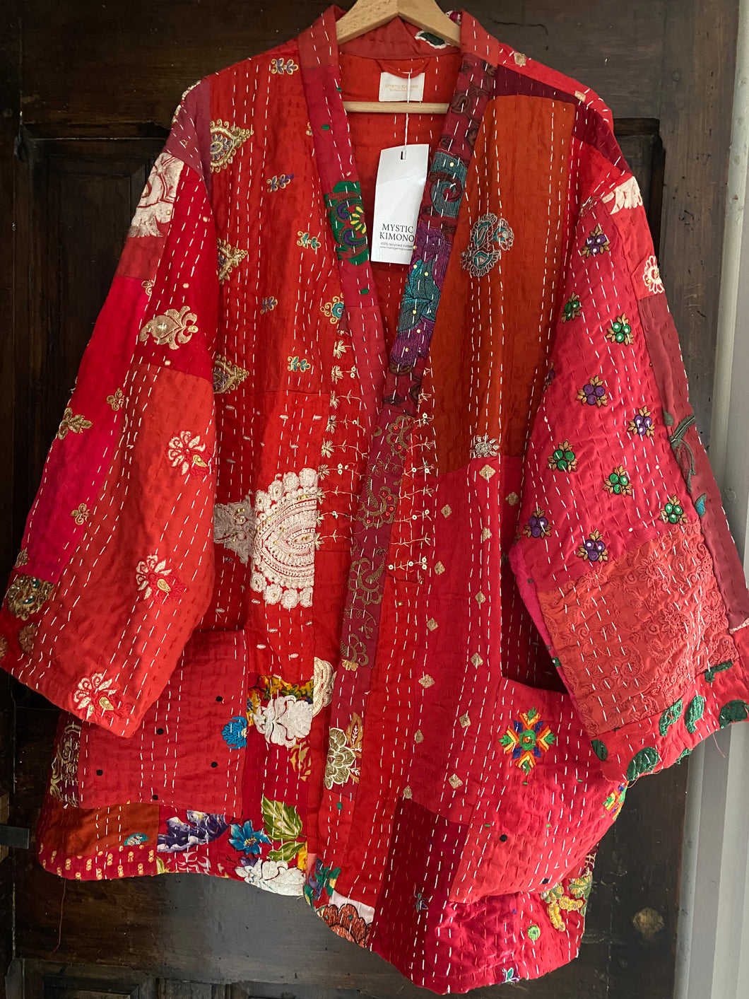 Kimono patchwork Brodé Unique Rouge # 105